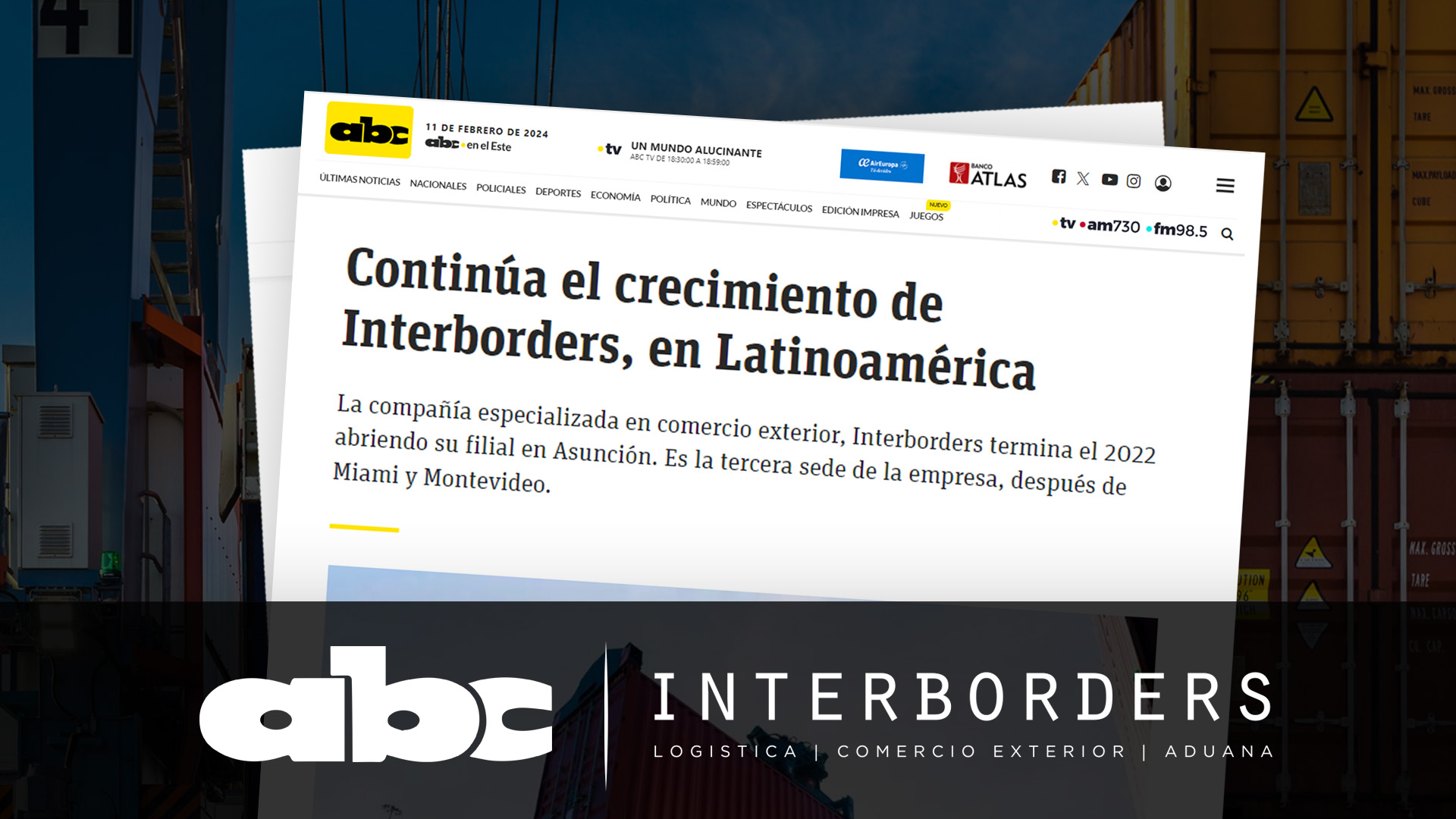 Continúa el crecimiento de Interborders, en Latinoamérica.